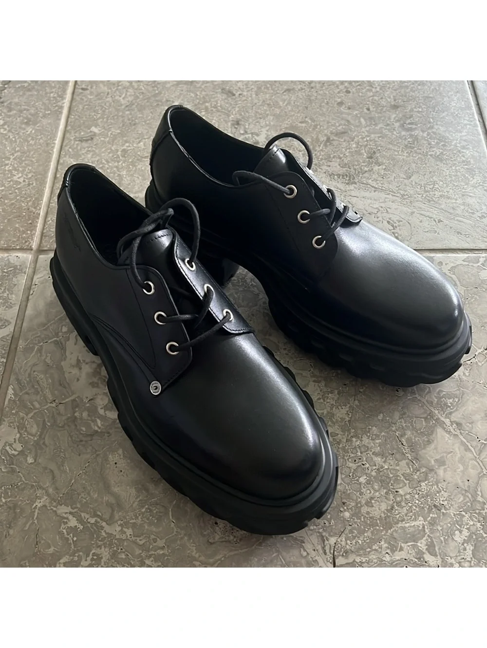 Off-White Men’s Exploration Derby Lug Sole Shoes in Black, NWT, Size 43